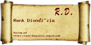 Renk Dionízia névjegykártya